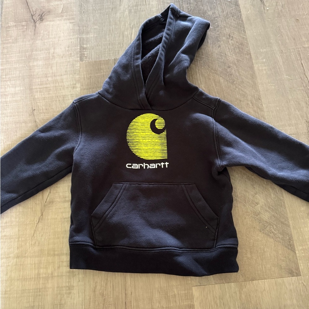 Carhartt toddler Black Hoodie with Yellow Logo